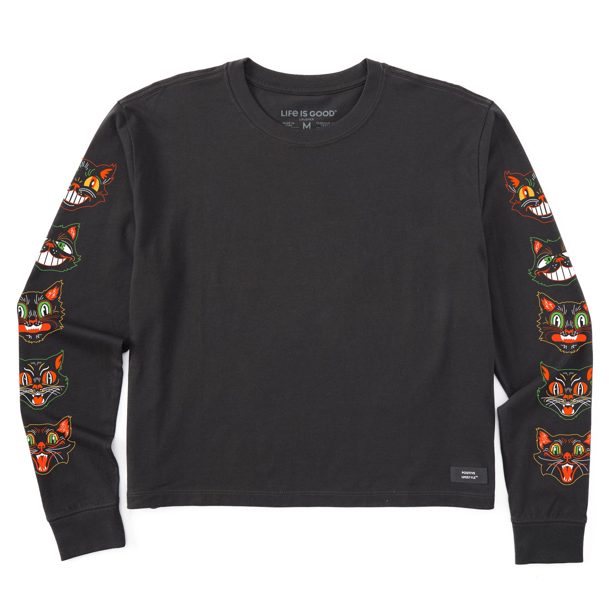 Women's Retro Scaredy Cats Long Sleeve Crusher Boxy Tee | Shop