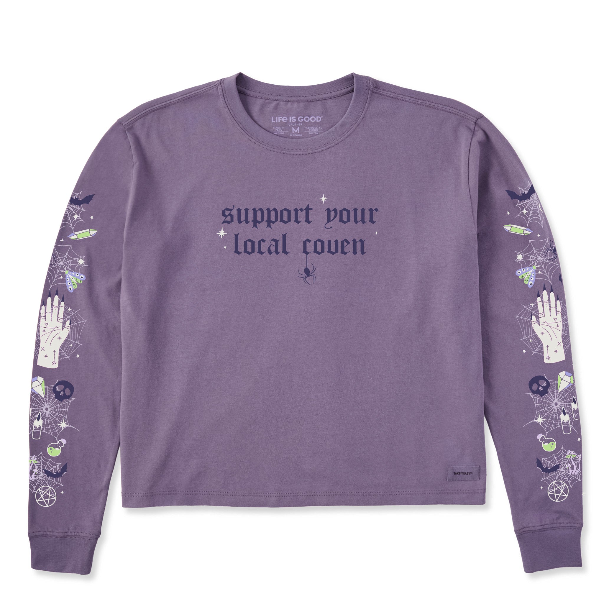 Women's Support Your Local Coven Long Sleeve Crusher Boxy Tee