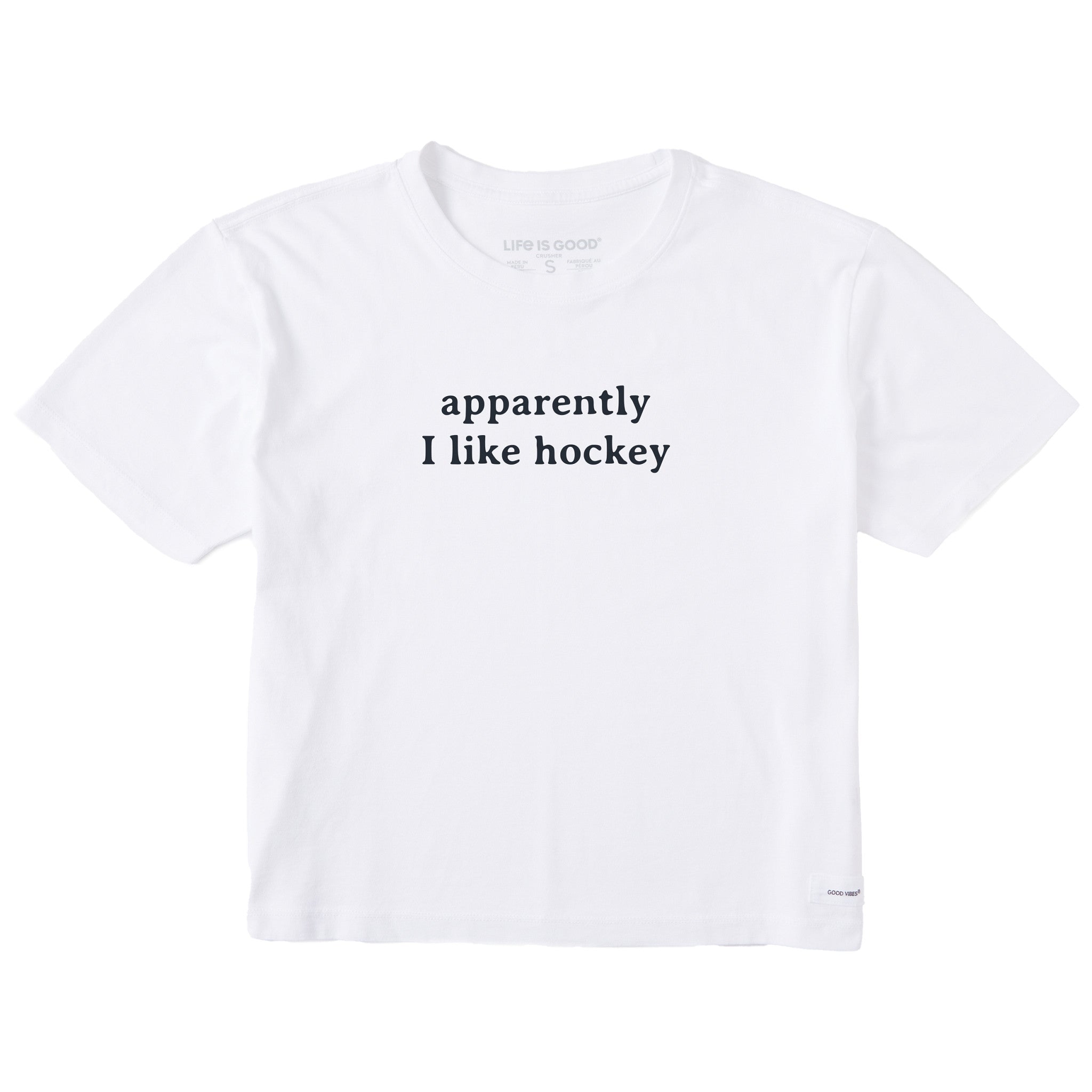 Women's Apparently I Like Hockey Short Sleeve Crusher Boxy Tee