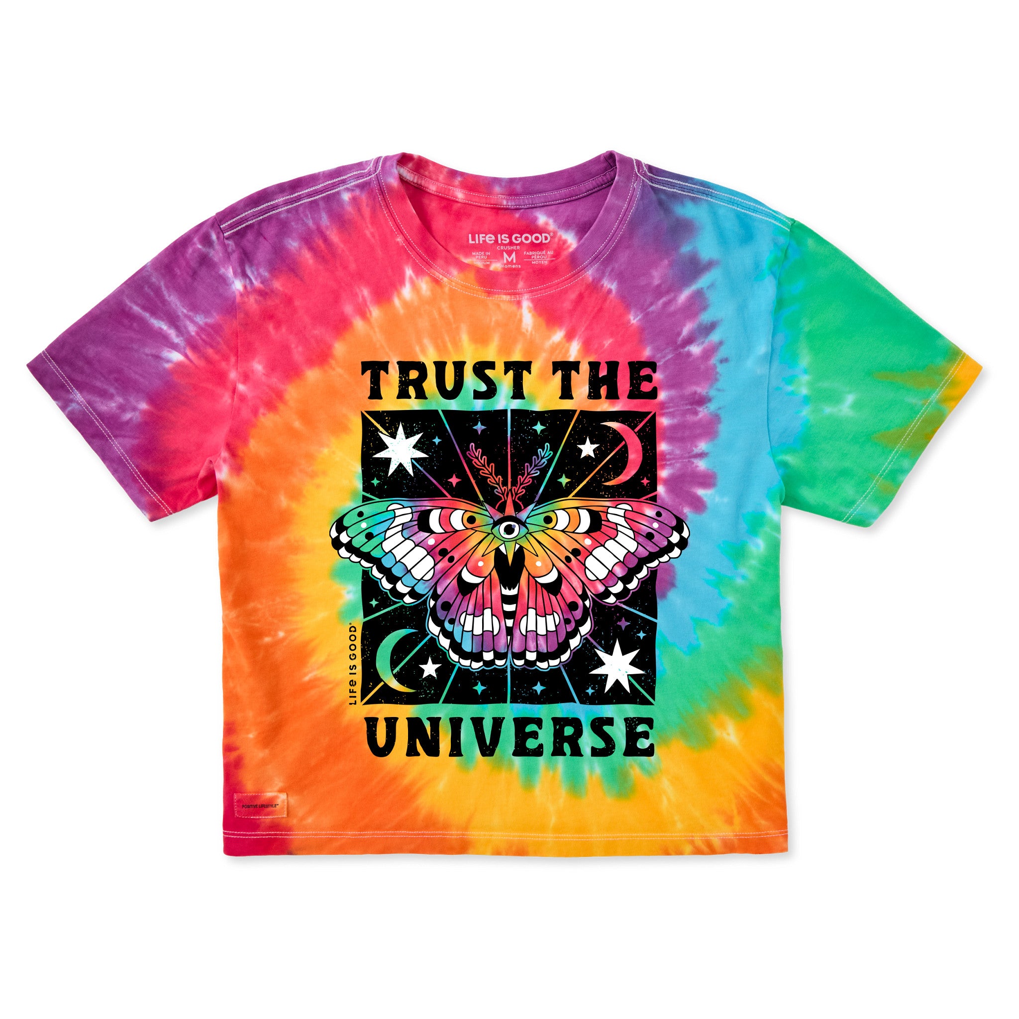 Women's Trust the Universe Moth Women's Short Sleeve Crusher Boxy