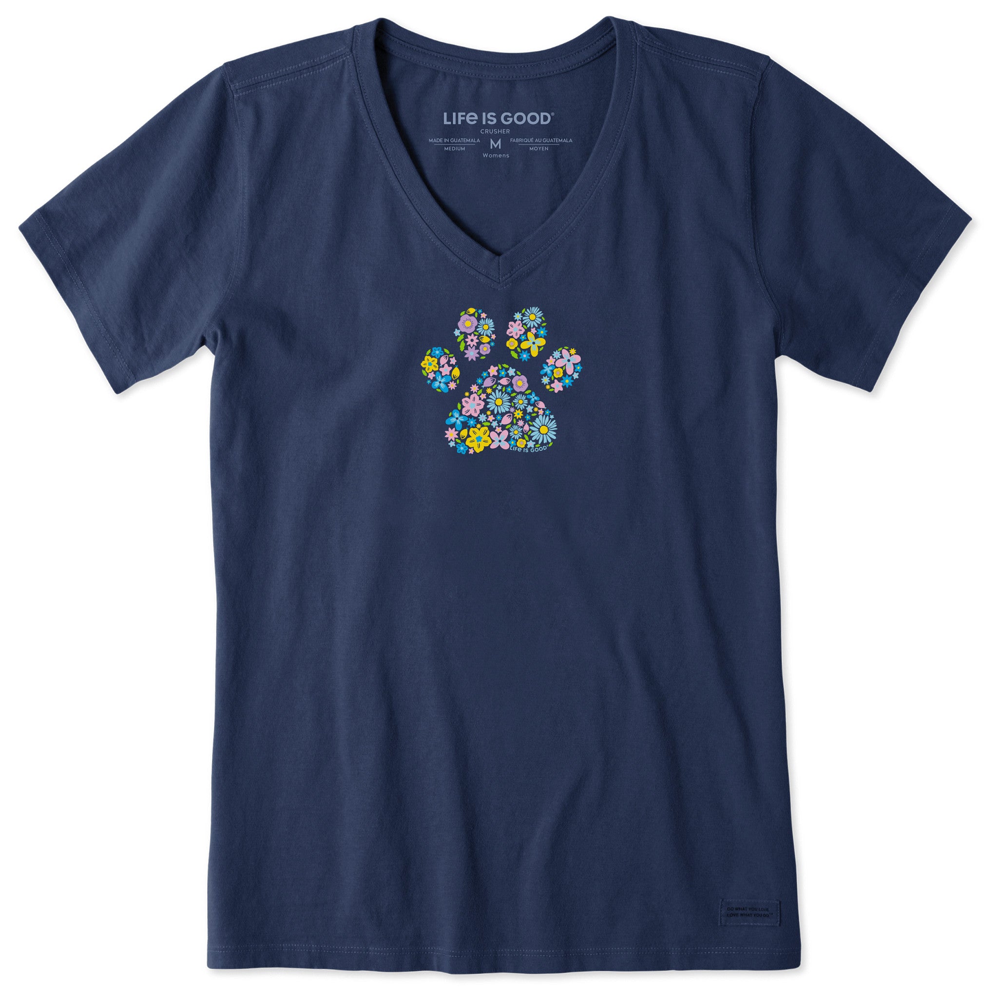 【William : Life Is Good & Good …】新品 Women's Floral Paw Print Short Sleeve Crusher Vee | Shop Life is Good