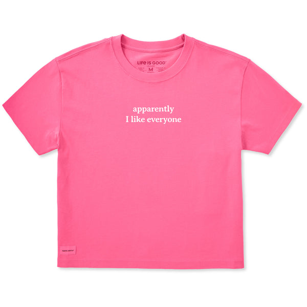 Women's Apparently I Like Everyone Short Sleeve Crusher Boxy Tee