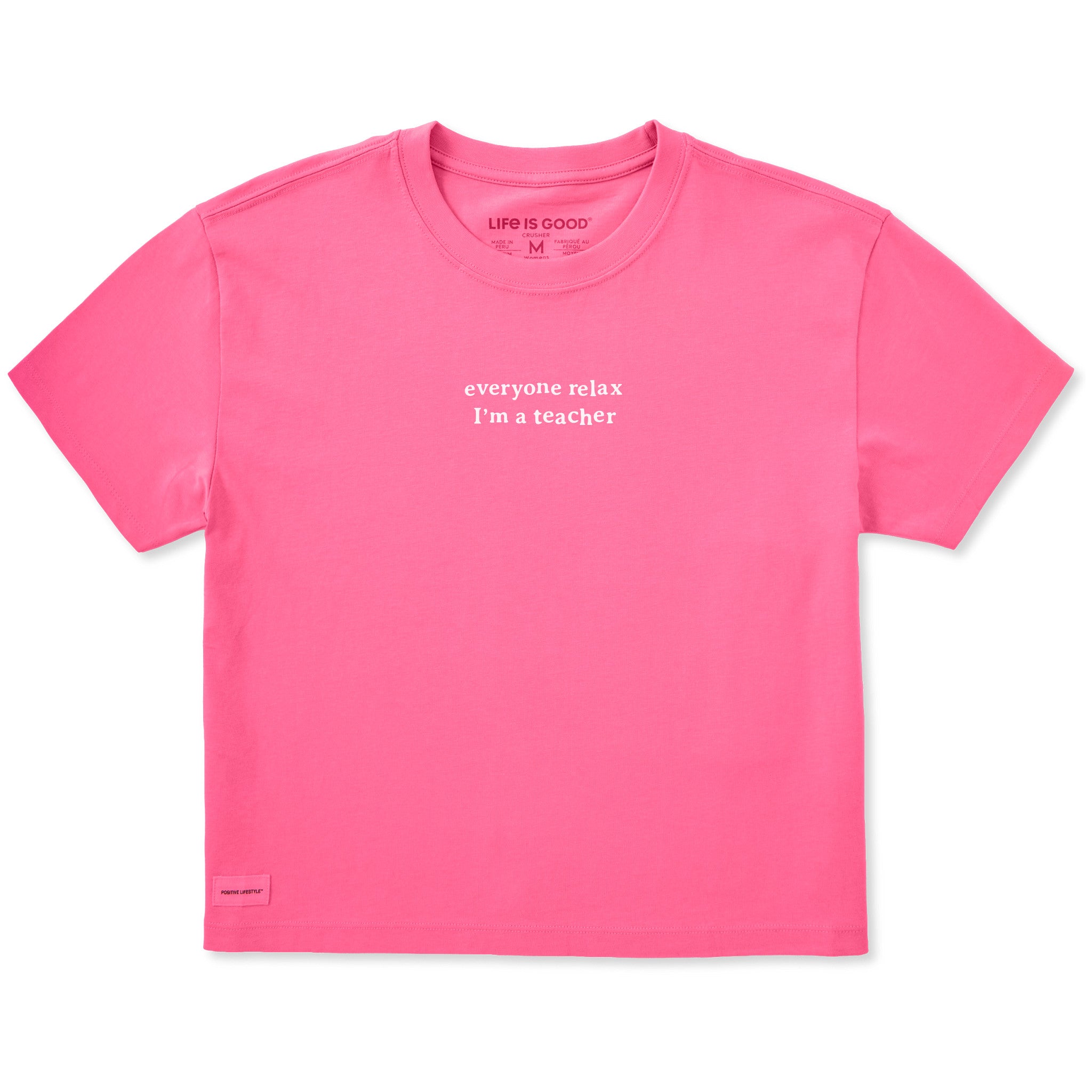 Women's Everyone Relax Teacher Short Sleeve Crusher Boxy Tee