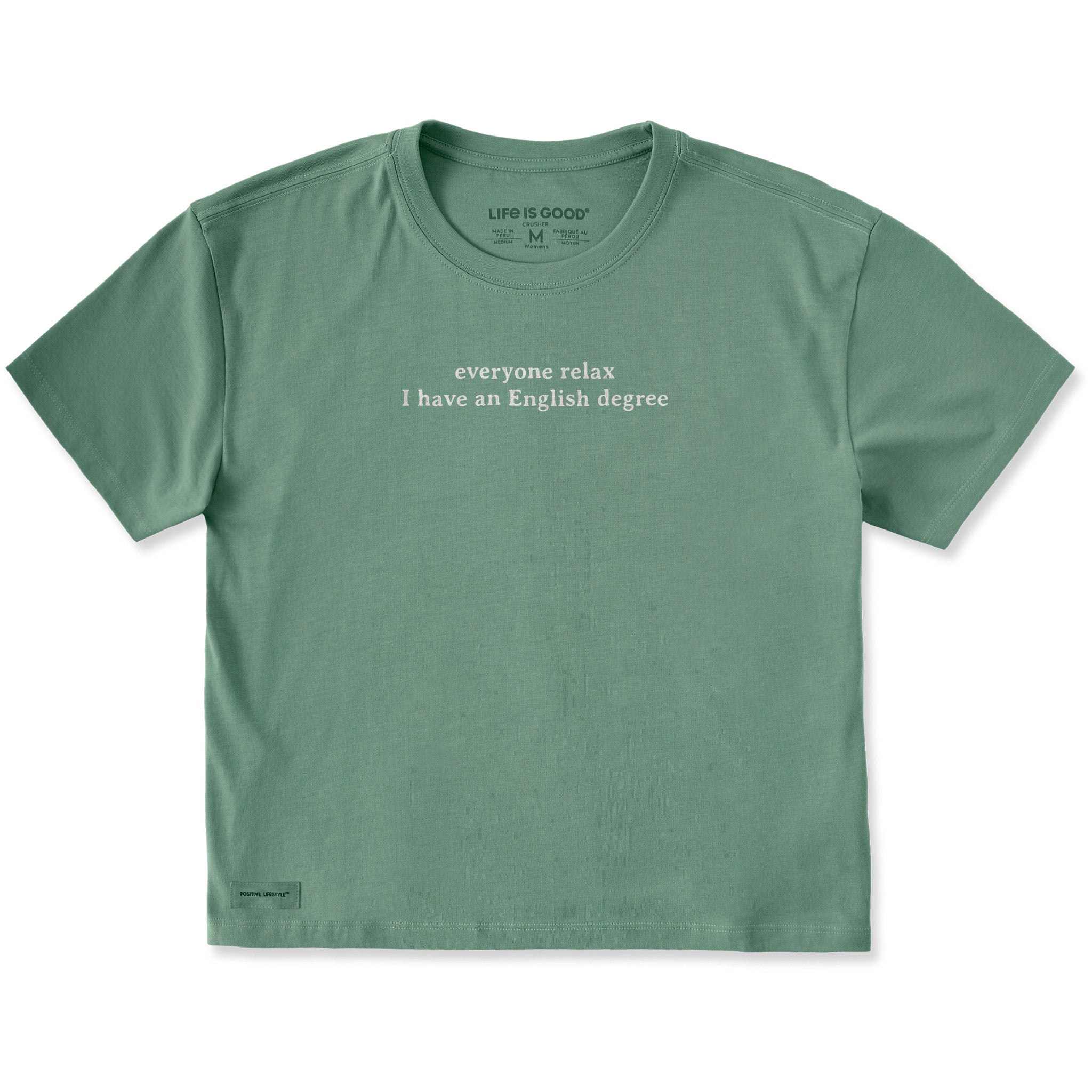 Women's Everyone Relax English Degree Short Sleeve Crusher Boxy