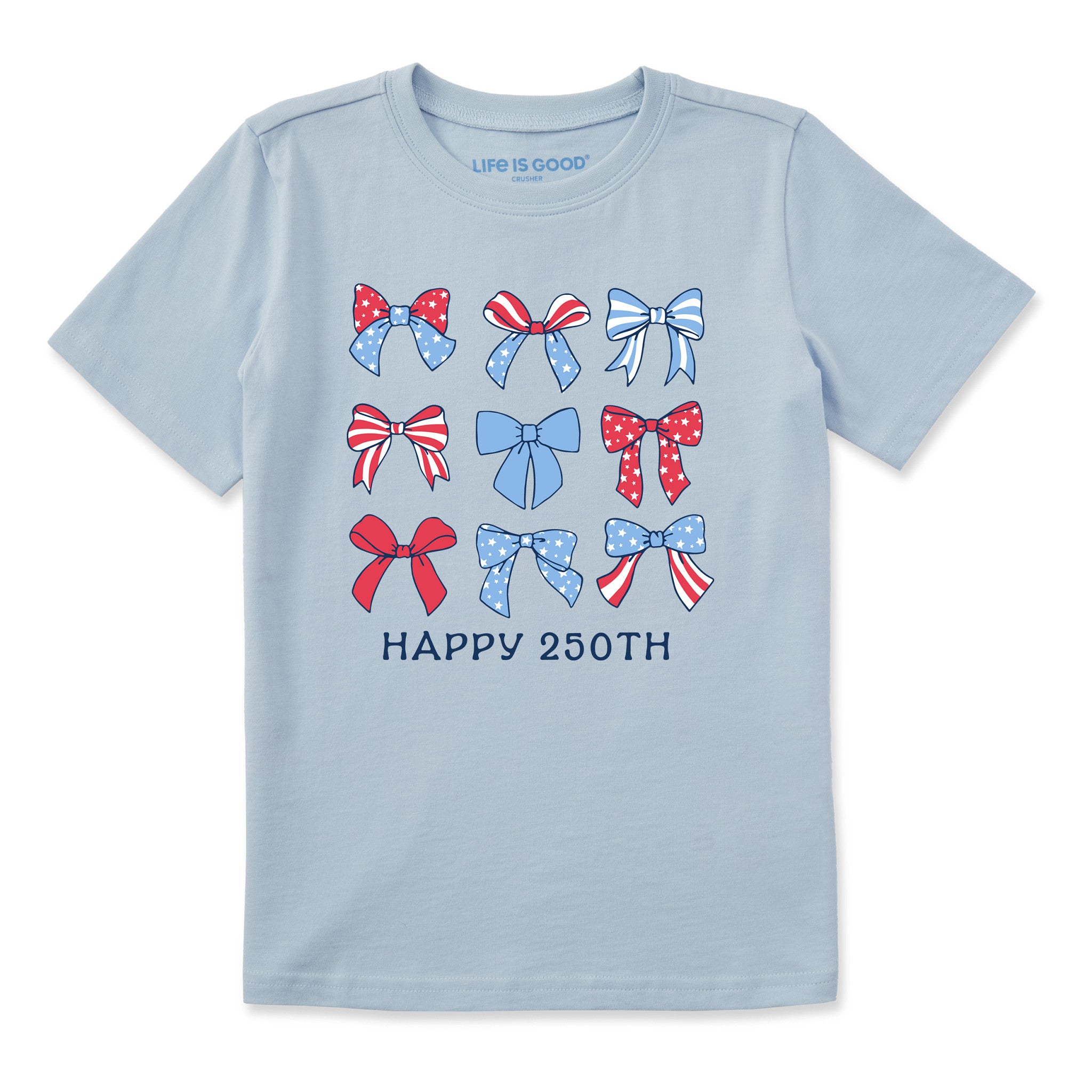 Kids Happy 250th USA Bows Short Sleeve Crusher Tee | Shop Life is Good