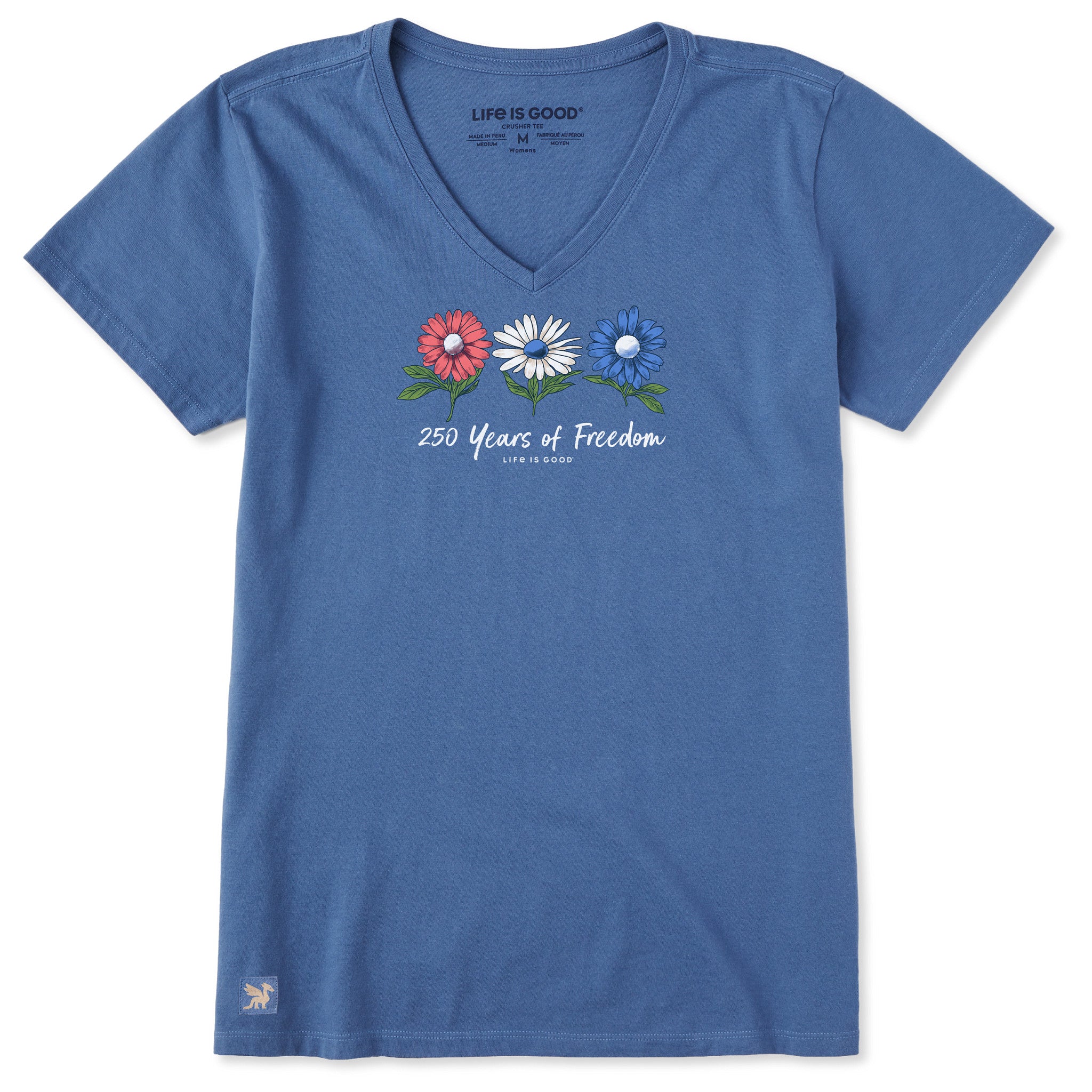 Women's 250 Years of Freedom Flowers Short Sleeve Vee | Shop Life