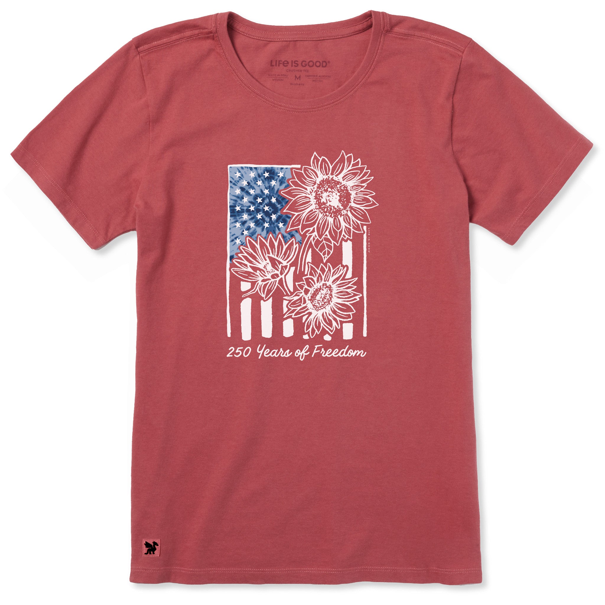 トップス BROCHURE FLAG SHIRTS Women's 250 Years of Freedom USA Flag Short Sleeve Crusher Tee