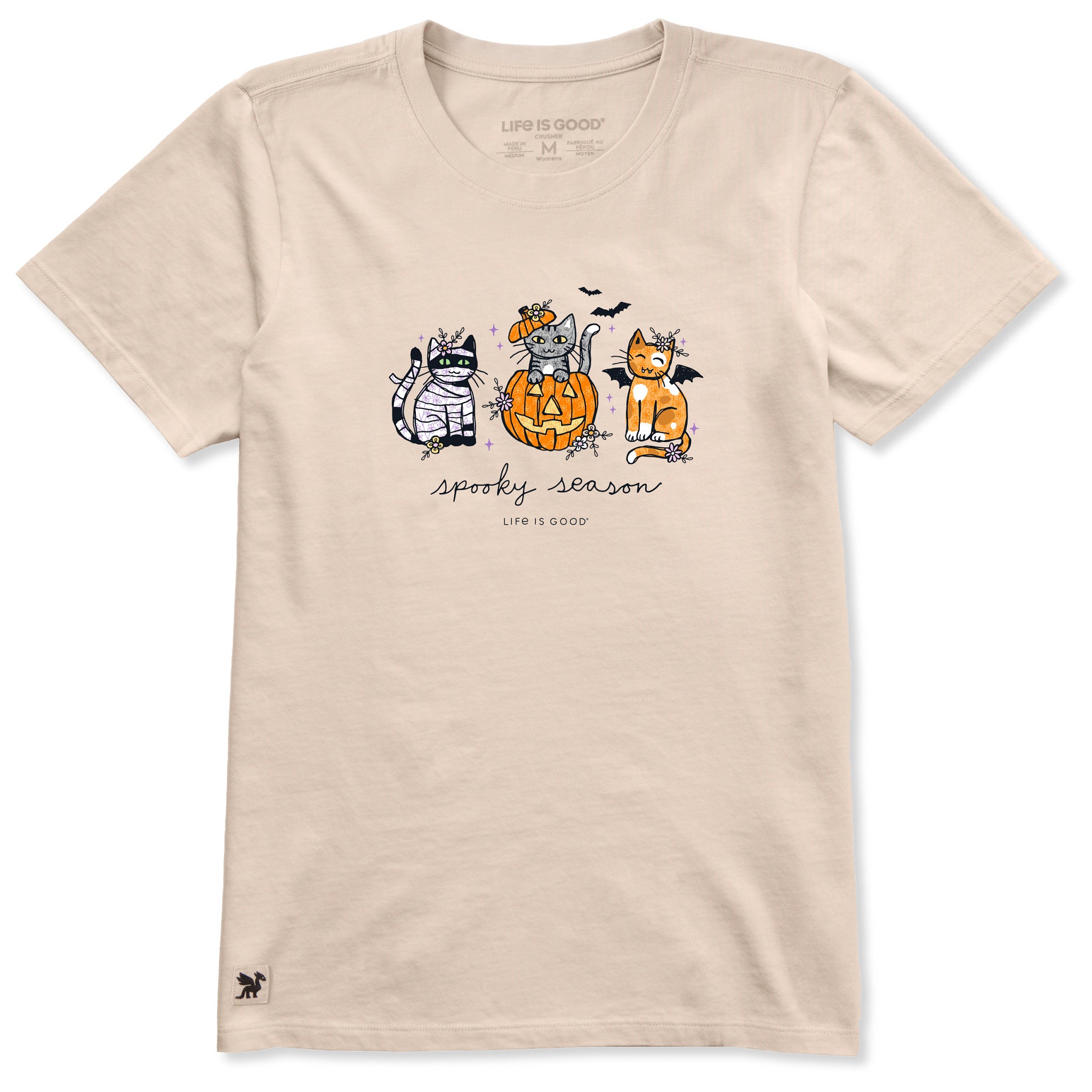 トップス SLINKY CATS T-SHIRT Women's Spooky Season Cats Short Sleeve Crusher Tee | Shop Life is
