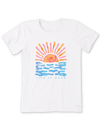 Women's Sun Water Tie Dye Short Sleeve Tee in cloud white color.