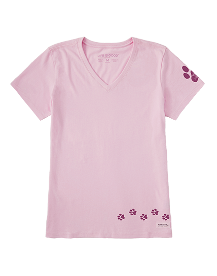 Women's Walking Paws Short Sleeve Crusher Vee in seashell pink.