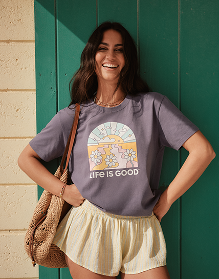 Women's Be Kind Flower Lines Short Sleeve Vee | Shop Life is Good