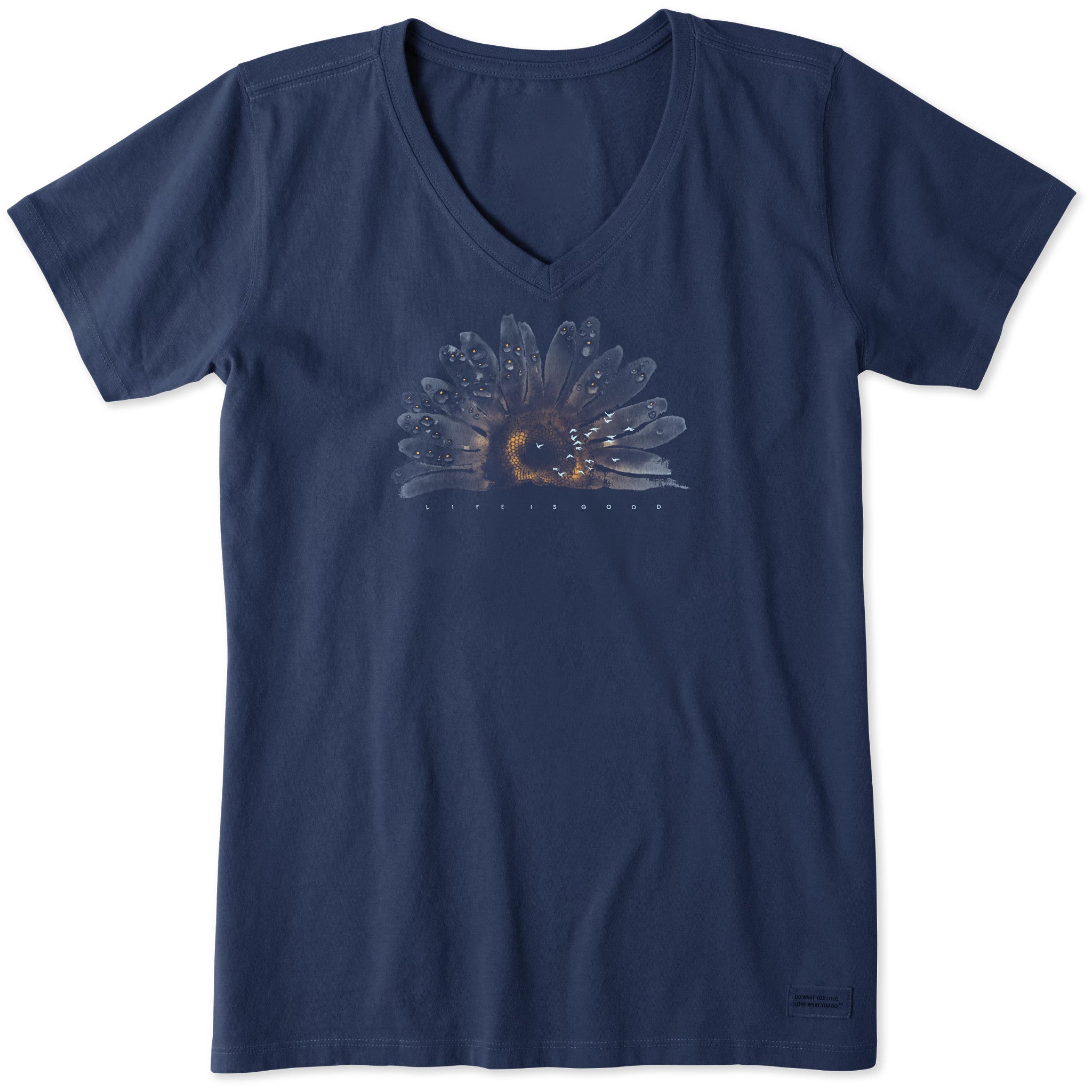 Life Is Good Women's Daisy Jar Short Sleeve T-Shirt Crusher in Violet Purple | Size Medium | Cotton/Polyester