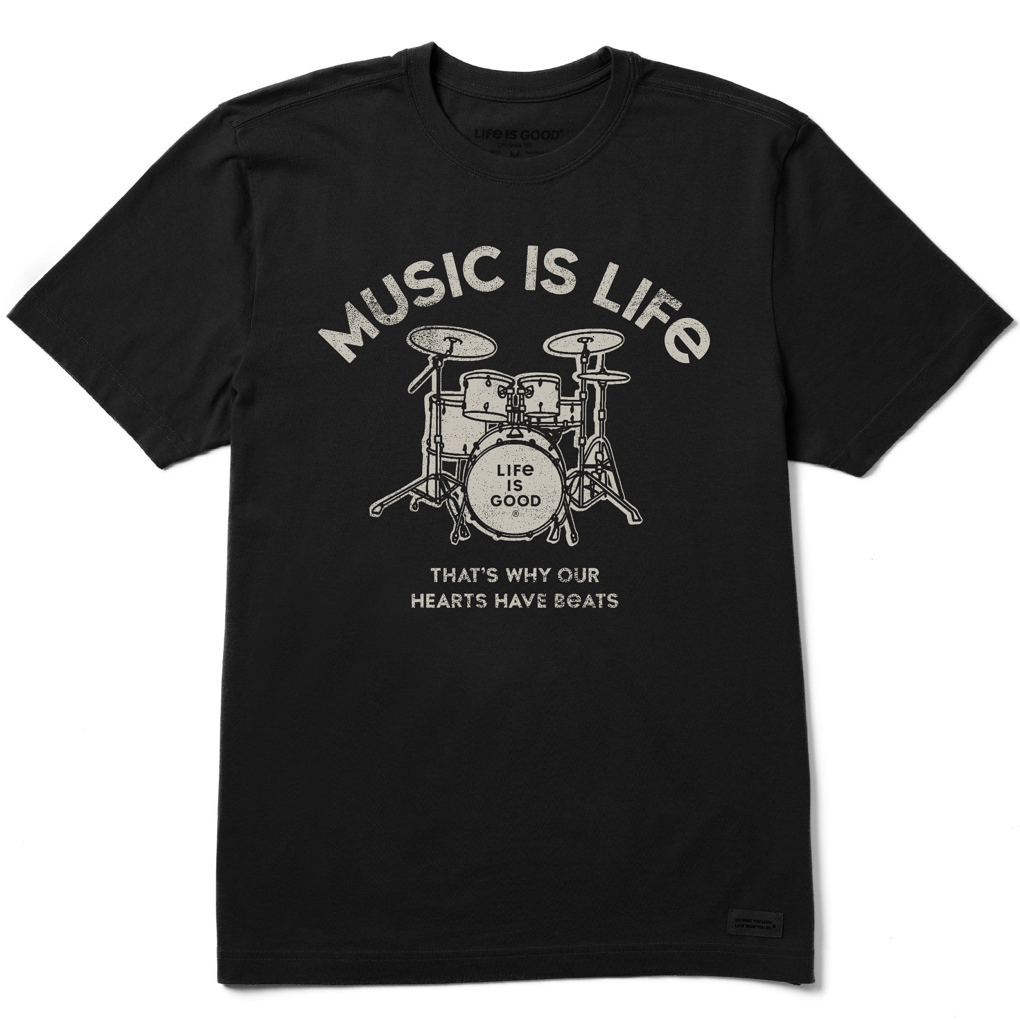 Men's Music is Life Drumset Short Sleeve Crusher Tee | Shop Life