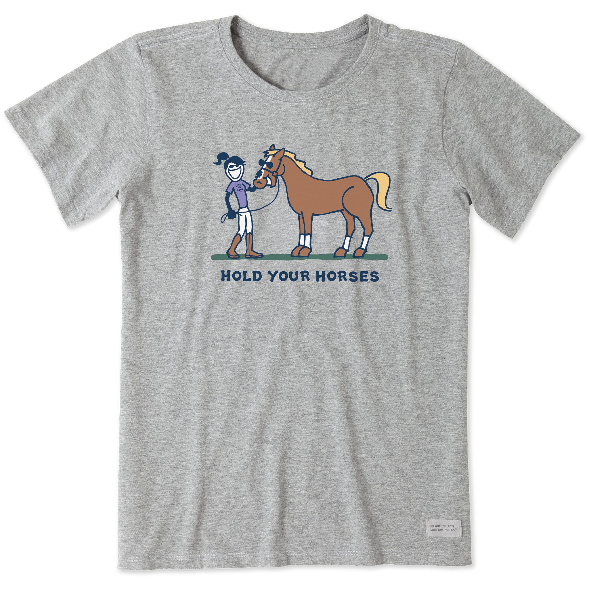 Product image for "Women's Jackie English Hold Your Horses Short Sleeve Crusher Tee" ||75728_1