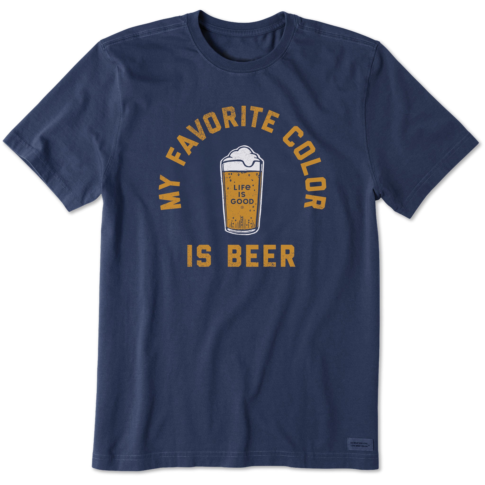 Life Is Good Men's My Favorite Color Is Beer Short Sleeve T-Shirt Crusher-Lite in Darkest Blue | Size XL | Cotton, image size:2048x2048