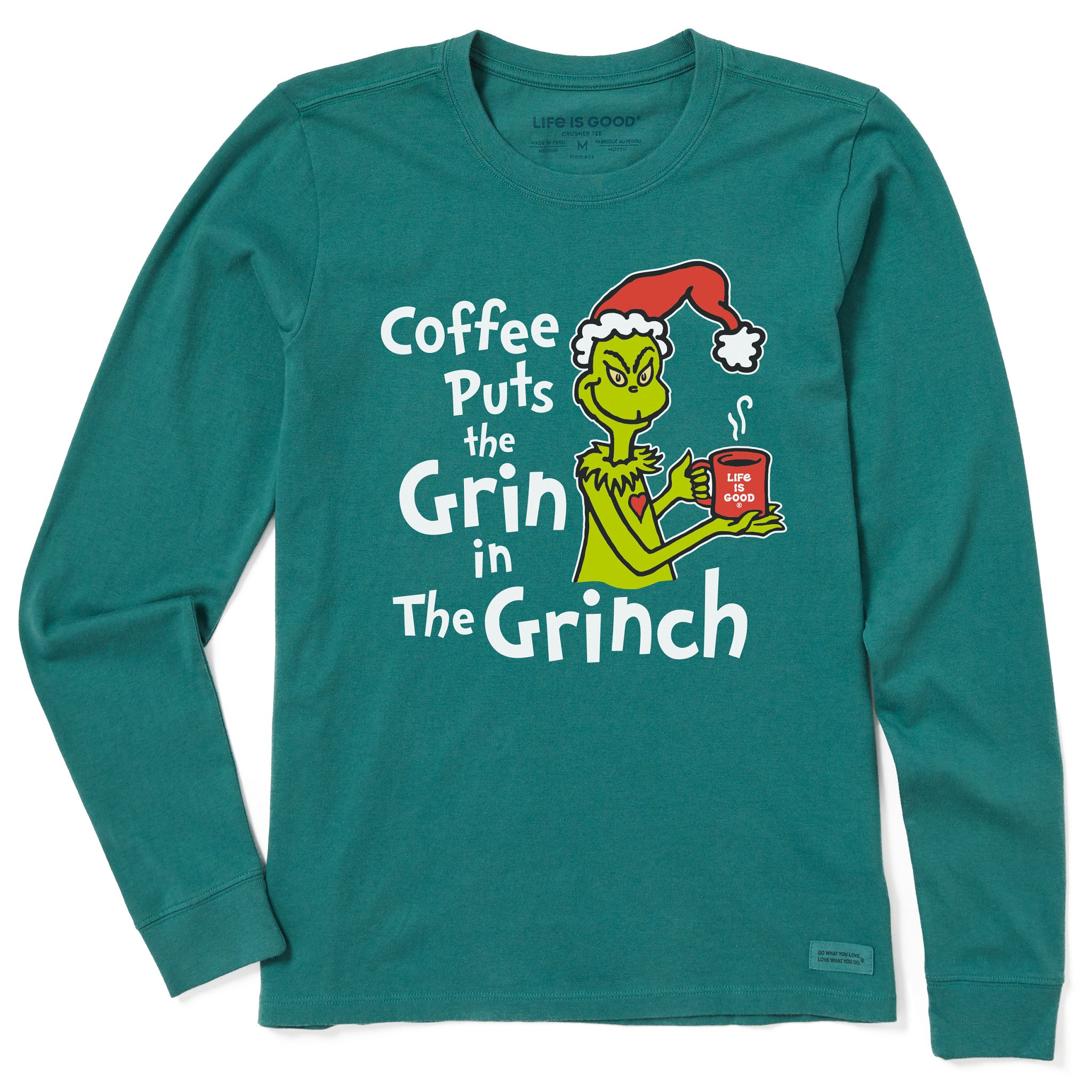Women's Coffee puts Grin in Grinch Long Sleeve Crusher Tee | Shop