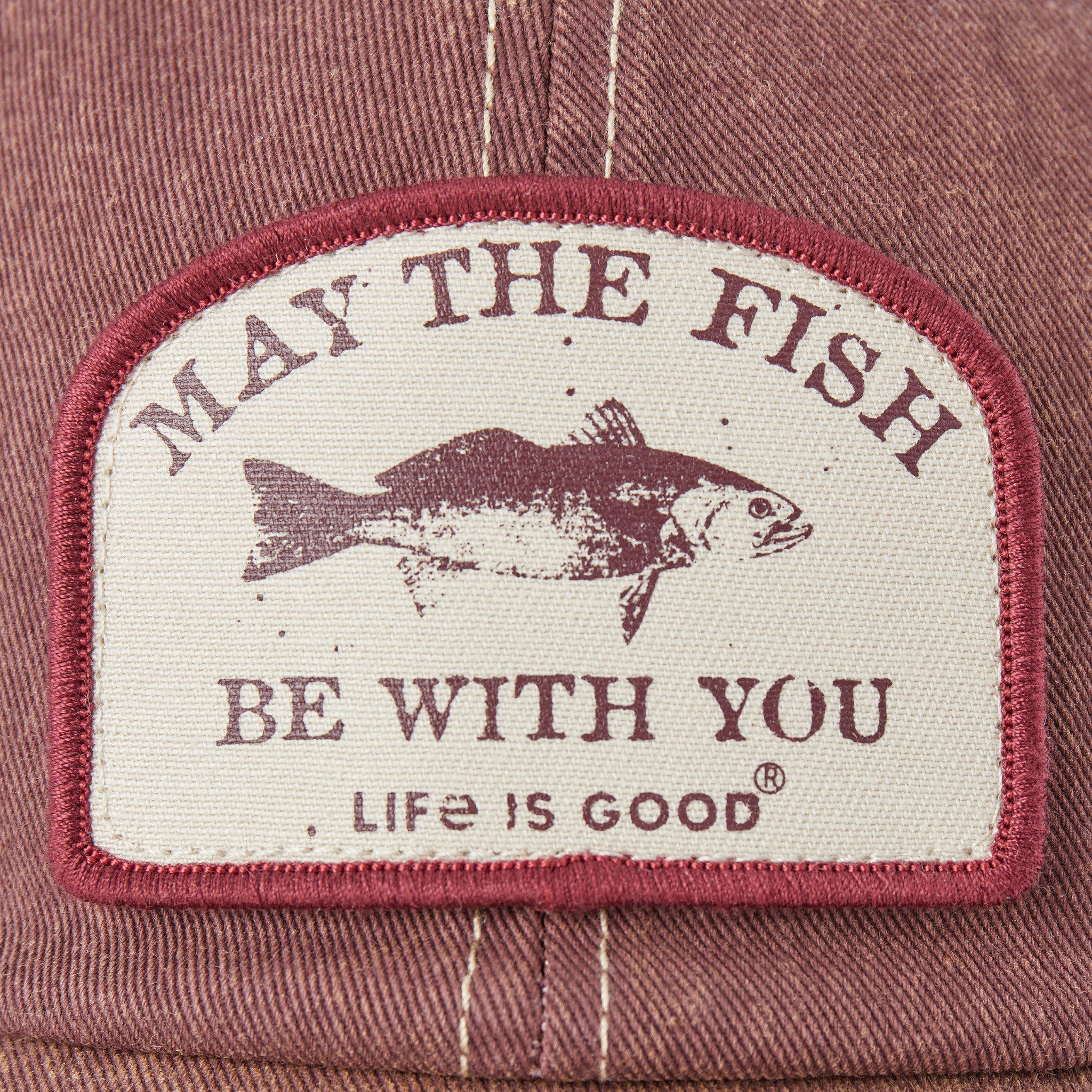 Casquette De Pêche Life Is Good – FISH ON – Gris – Style Baseball Ajustable – Vintage