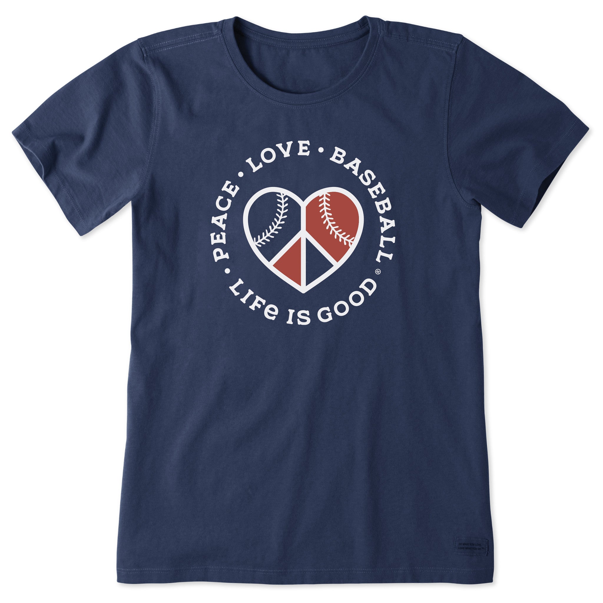 Women's Peace Love Baseball Heart Design Short Sleeve Tee | Shop
