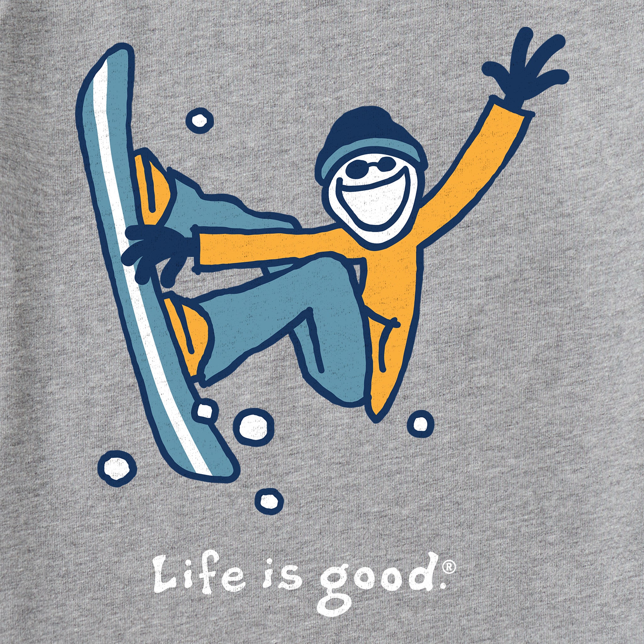T-shirt Life Is Good Manches Longues - Motif Concasseur Drapeau Snowboarder, Taille XL, Neuf Avec étiquette