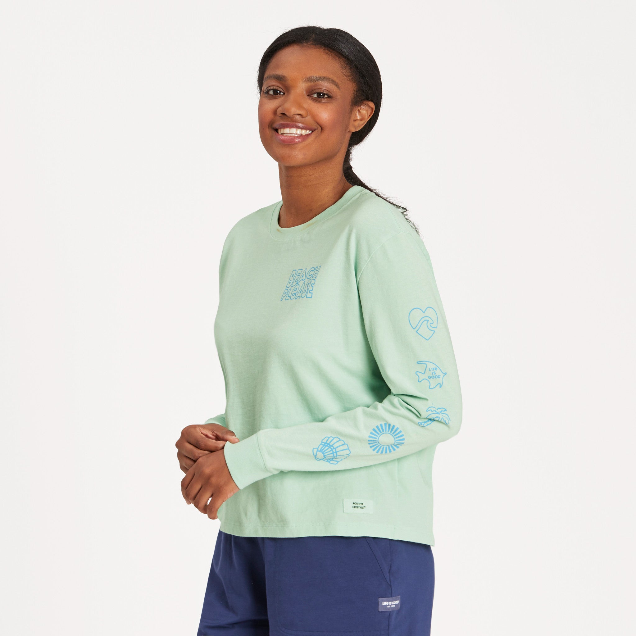 Women's Beach Icons Long Sleeve Crusher Boxy Tee | Shop Life is Good