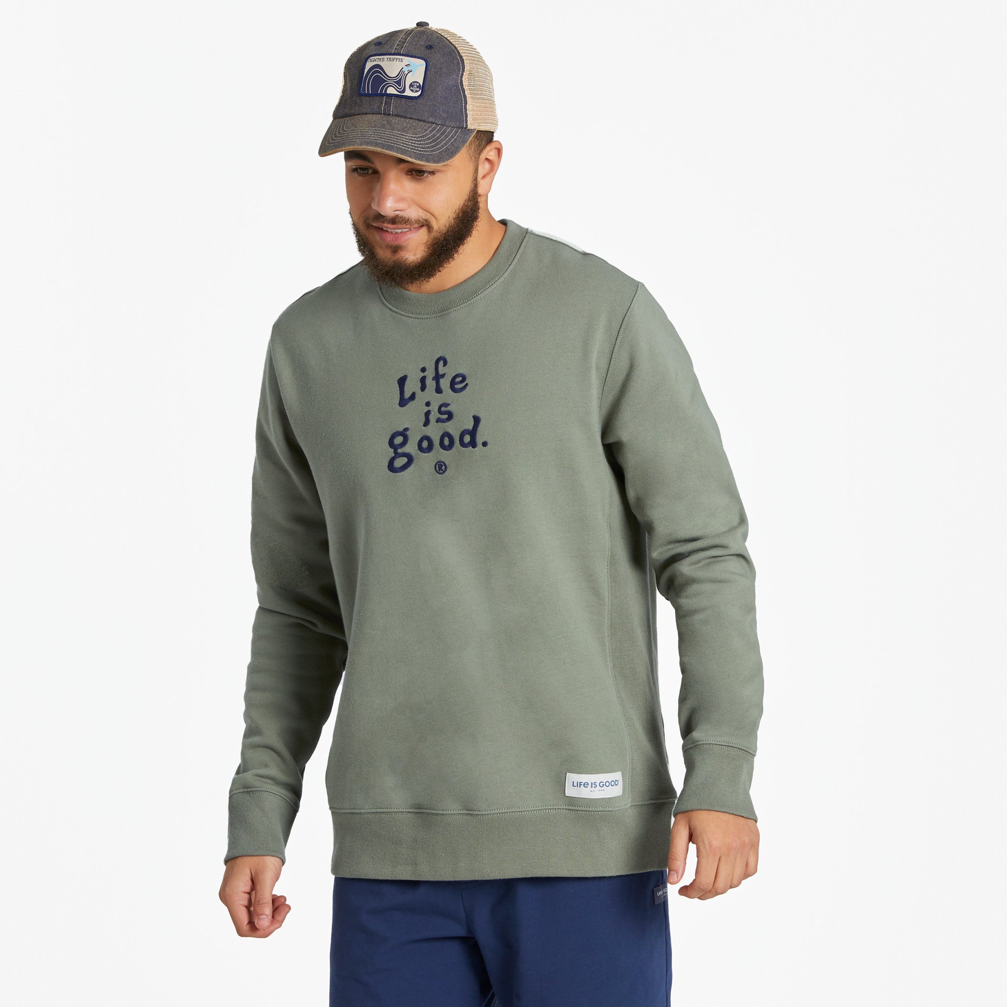 Men's LIG Vintage Wordmark Stacked Simply True Fleece Crew Shop