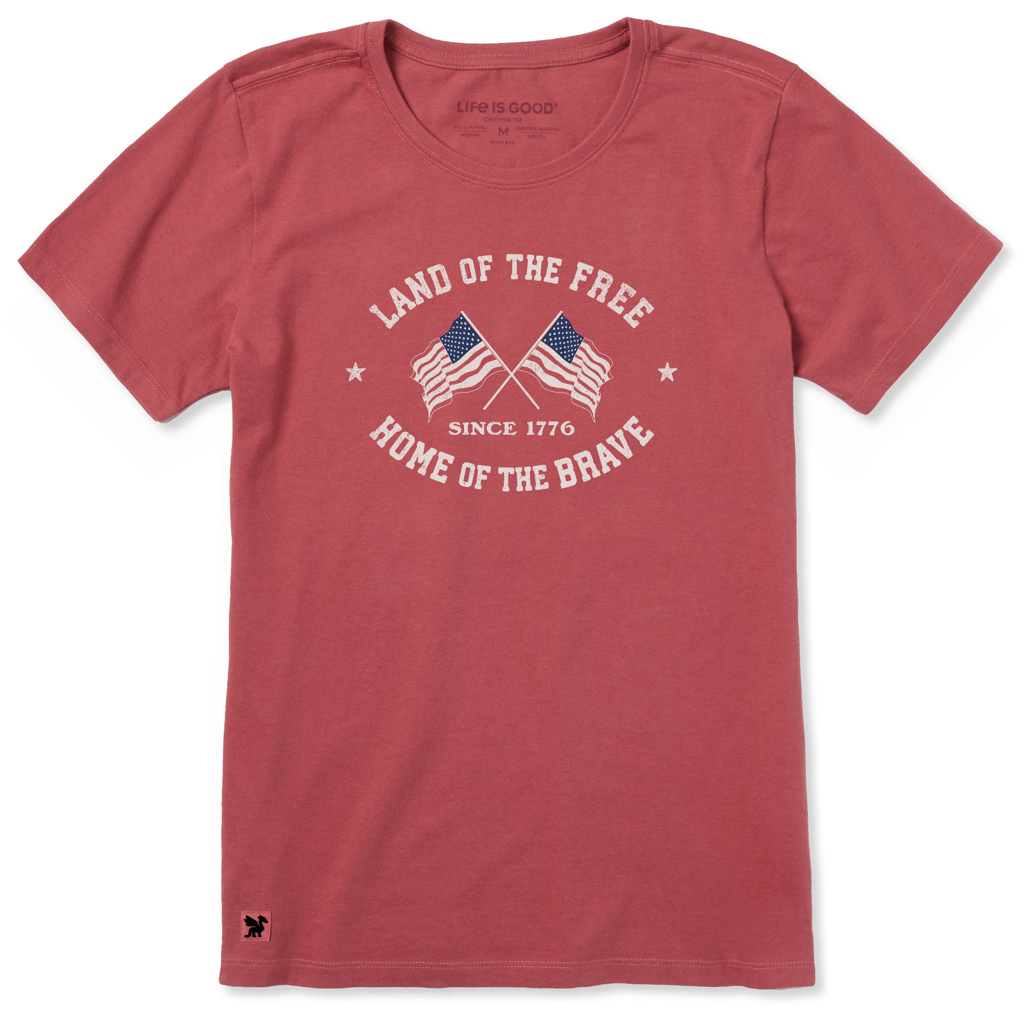 Women's Land of the Free Home of the Brave Flags Short Sleeve