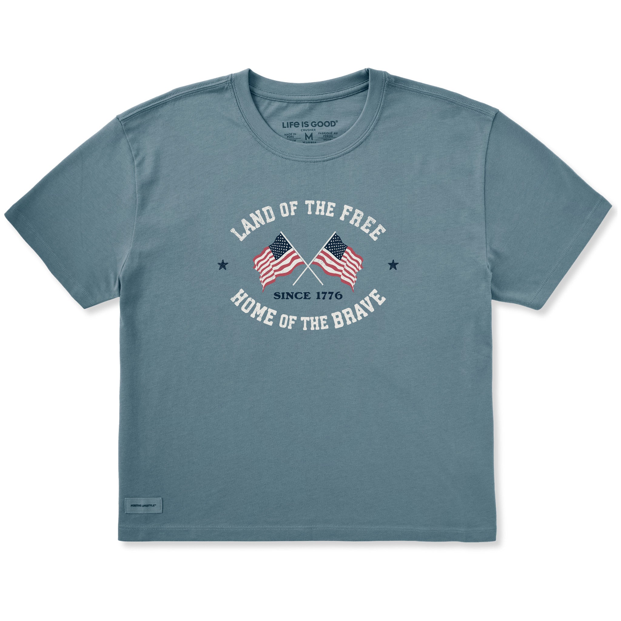 Women's Land of the Free Home of the Brave Flags Short Sleeve