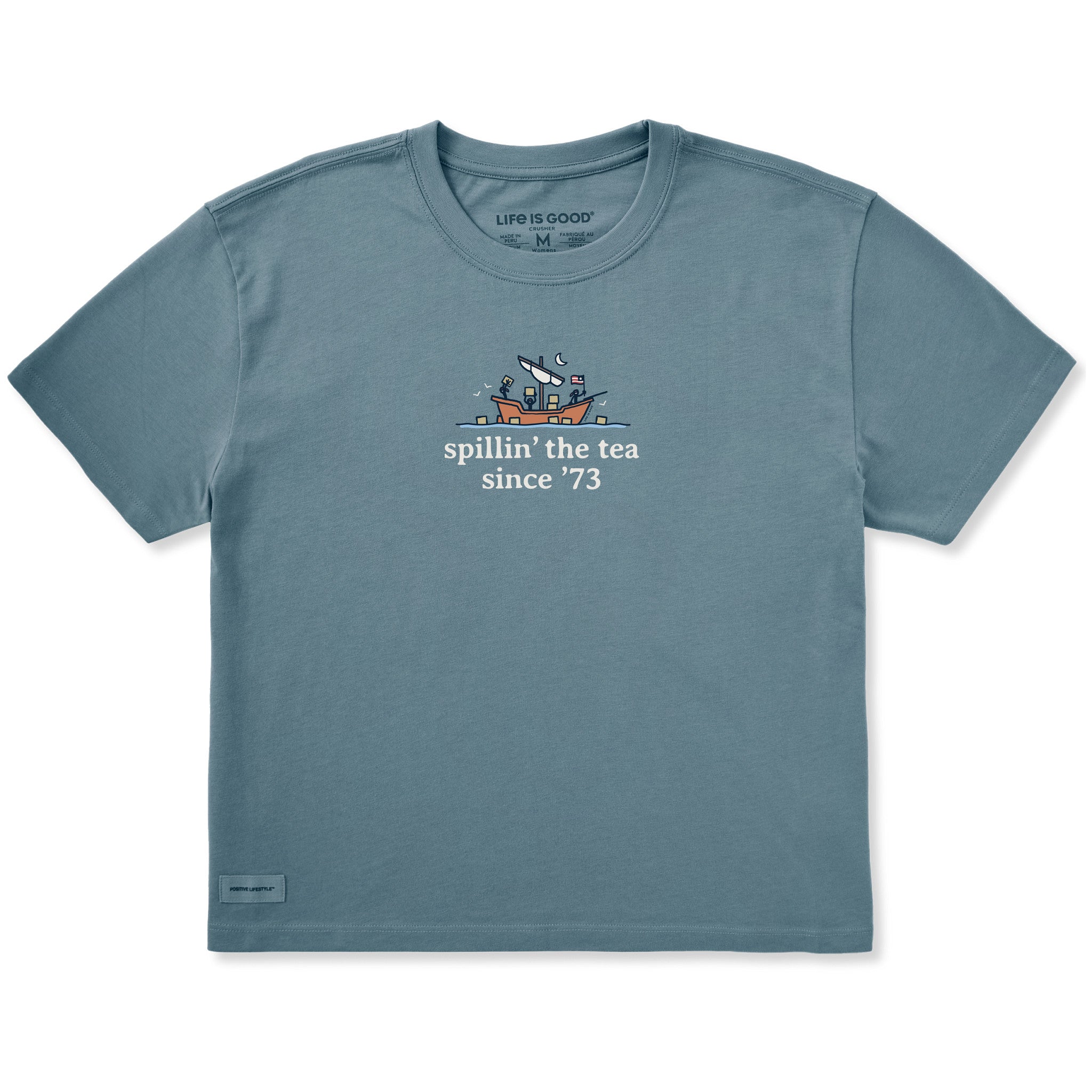 Women's Spillin' the Tea Since '73 Short Sleeve Crusher Boxy Tee