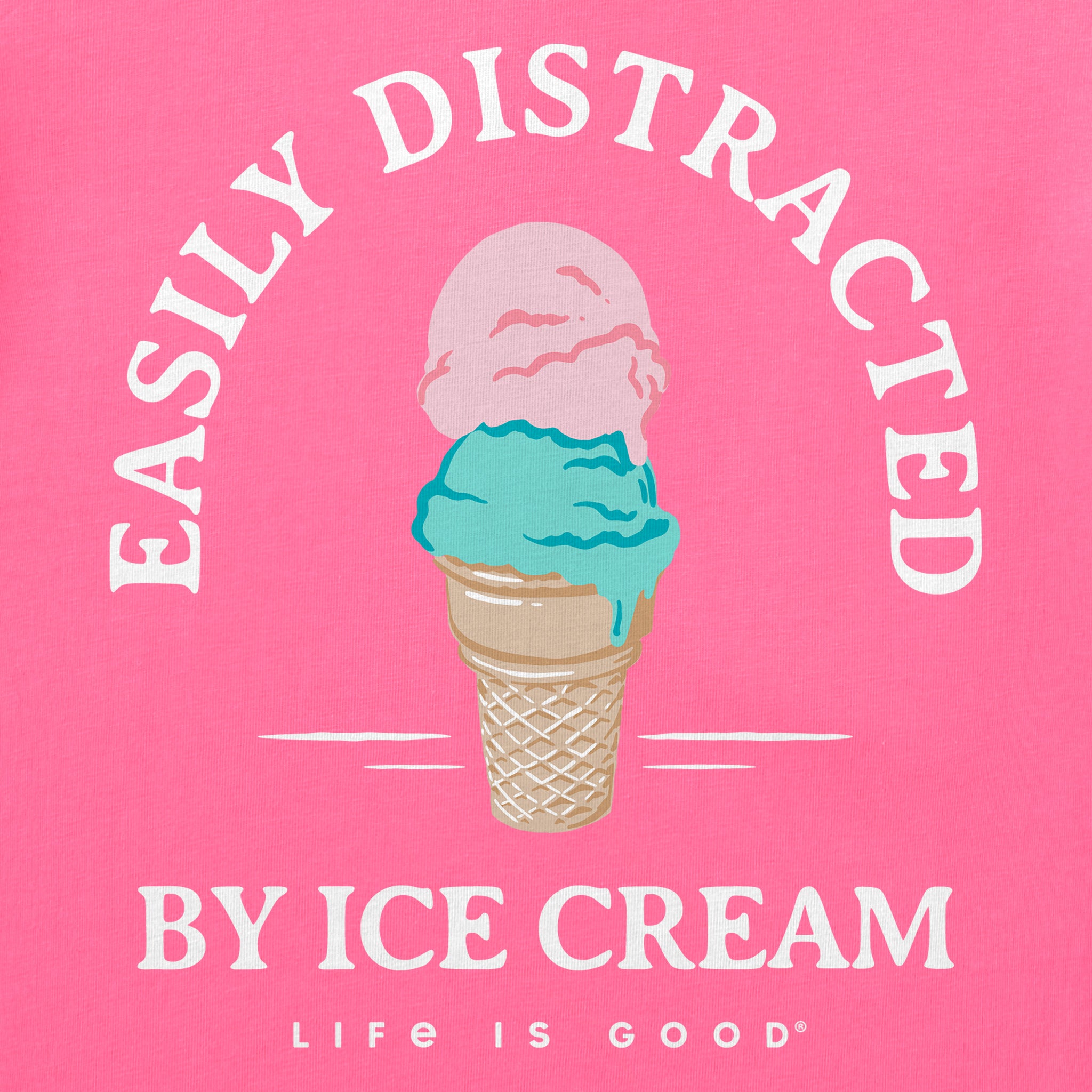 Women's Easily Distracted by Ice Cream Short Sleeve Crusher Tee