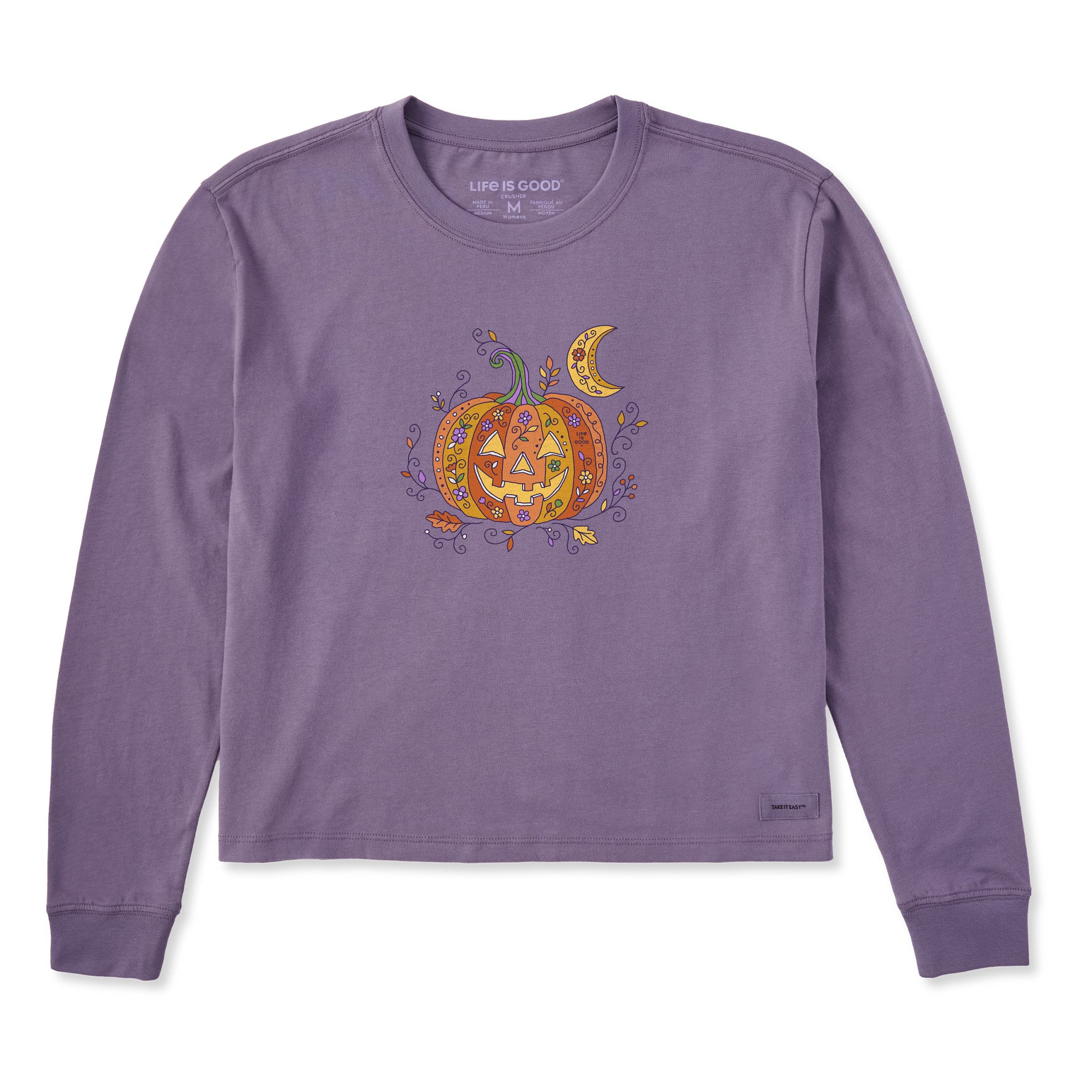 Women's Doodle Jack O Lantern Long Sleeve Crusher Boxy Tee | Shop