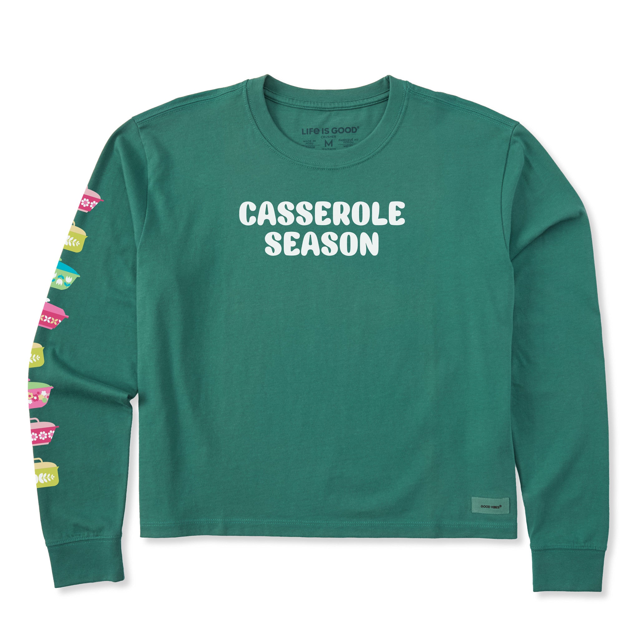 Women's Casserole Season Dishes Long Sleeve Crusher Boxy Tee