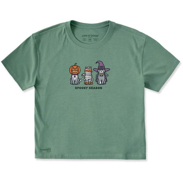 Women's Spooky Halloween Cats Short Sleeve Crusher Boxy Tee | Shop