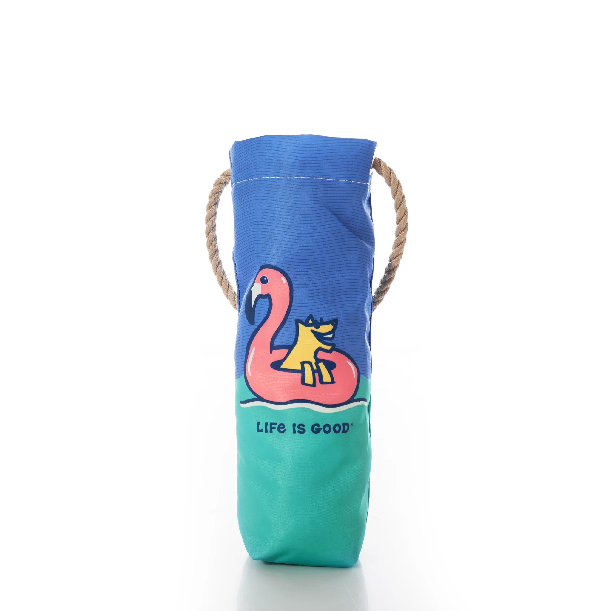 Life is Good Flamingo Float Wine Bag