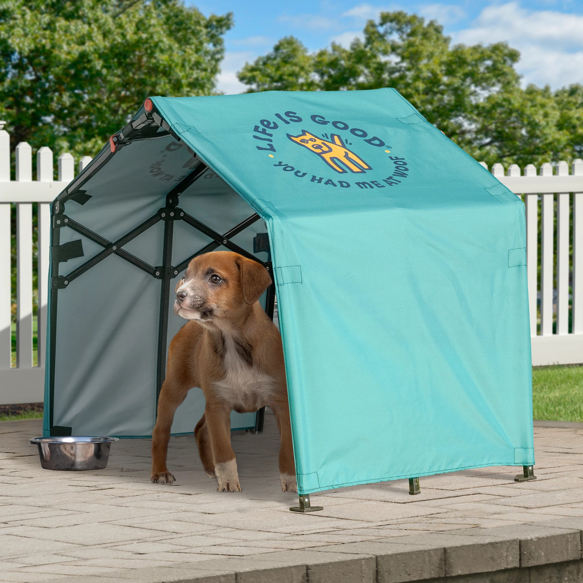pop up tent for pets Life Is Good Outdoor Pet Shade, Teal Blue, 3.5-ft