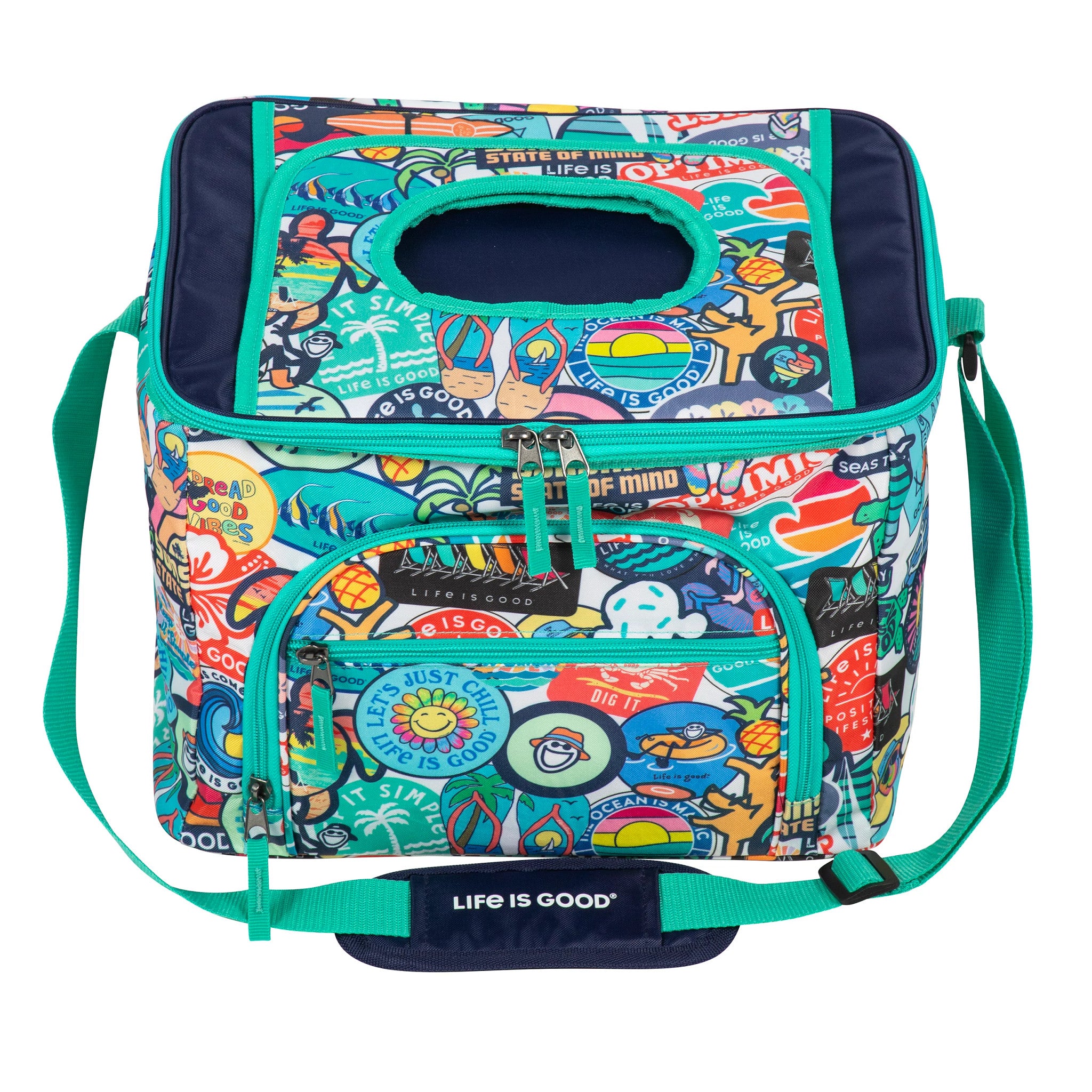 Life Is Good Daisy 18-Can Cooler Backpack. Ridgewell Recycled 18 Can Insulated Backpack Cooler - Black main image 2